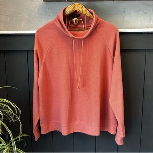Wonderly Cozy Coral Long Sleeve Mock‎ Neck Drawstring Pullover Top size XL